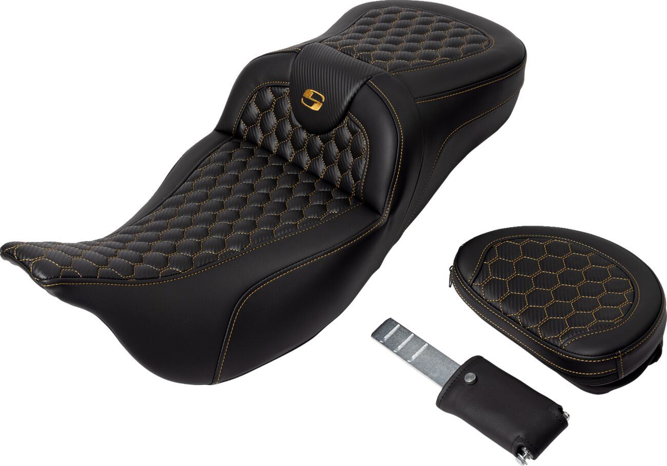 Saddlemen Honeycomb Roadsofa Saddlehyde Seat Extended Reach Includes Backrest For Harley Davidson FLHXS 1868 ABS 08-23 808-07B-190B7