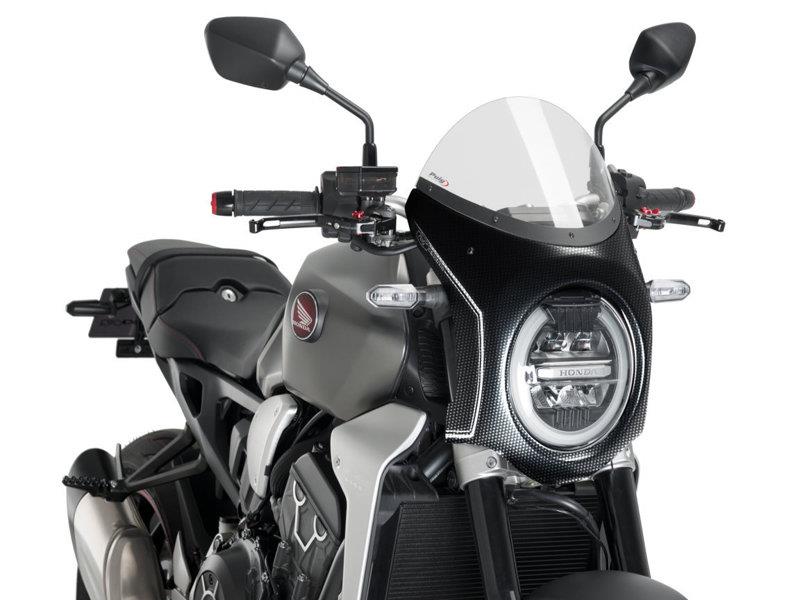 Puig Retro Carbon Look Semi Fairing And Screen 195mm Clear 5997W
