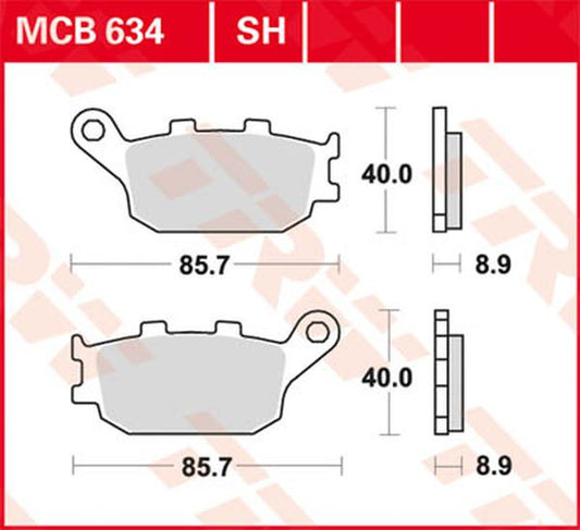 Trw SH Series Sindered Rear Brake Pads For Honda NT 1100 1991-2026 MCB634SH