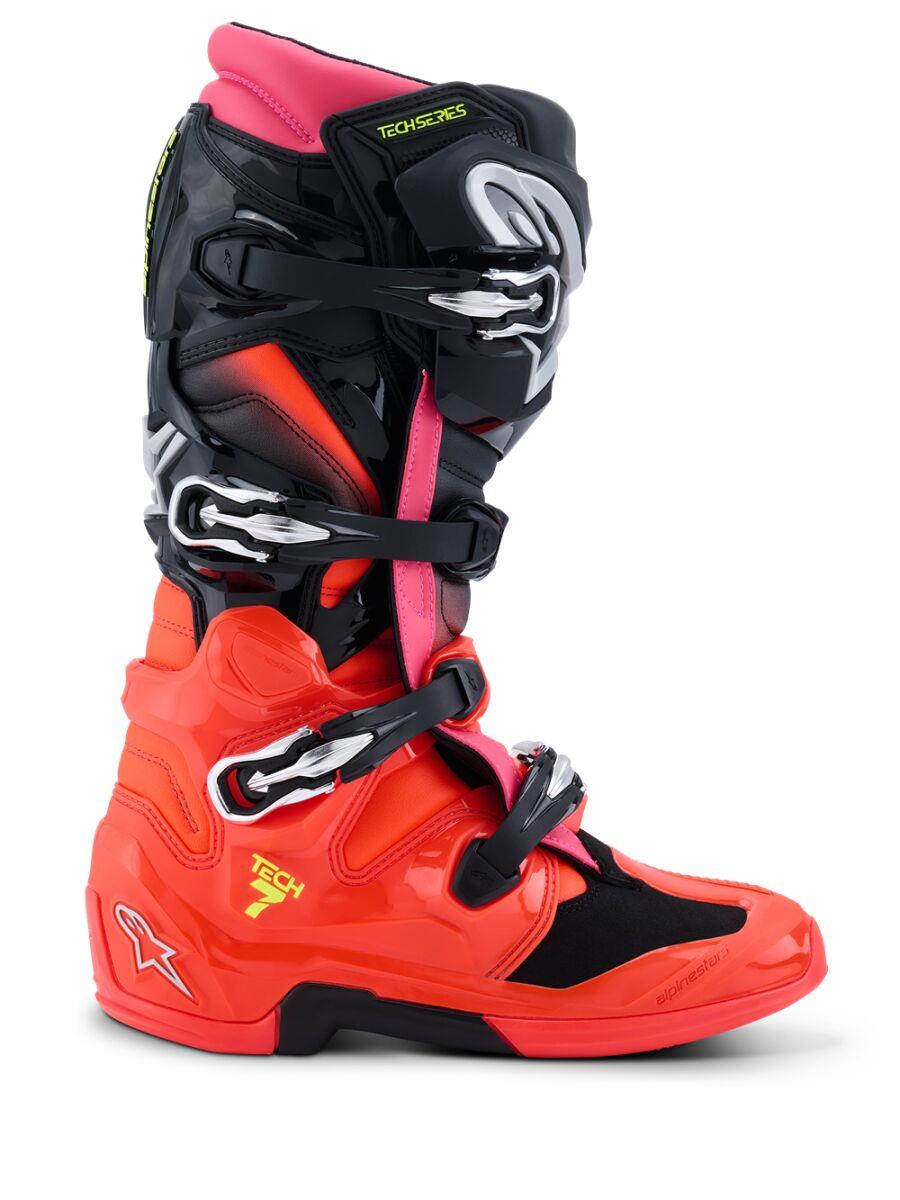 ALPINESTARS Tech 7 Boots BLK/RD FLUO/PINK 2025 Model
