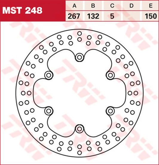Trw Round Fixed Brake Rotor 250-299mm For Yamaha XJR 1300 1981-2016 Steel MST248