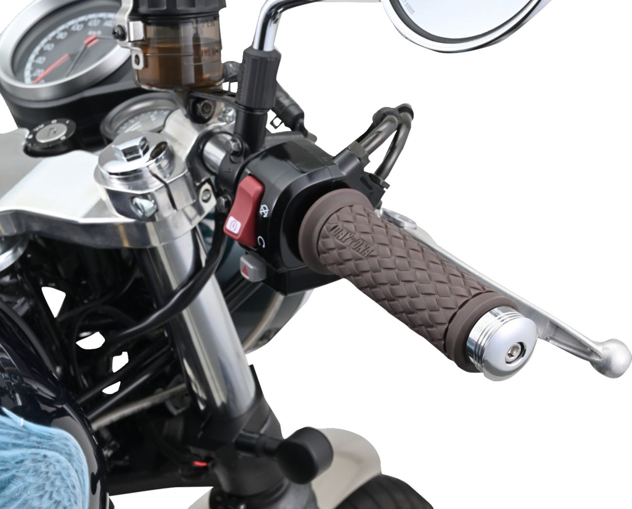 Daytona RING Handlebar Ends CNC Chrome Aluminum Pair 14-19mm Bars 81229