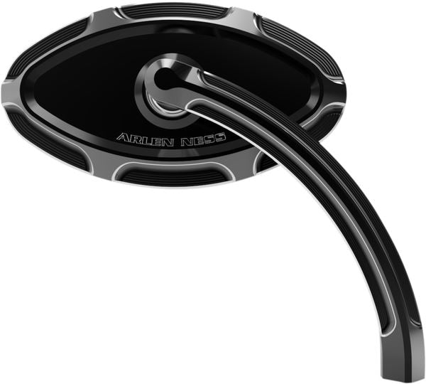 Arlen Ness Beveled Short Stem Mirror Black Aluminum Screw-In Right 13-132