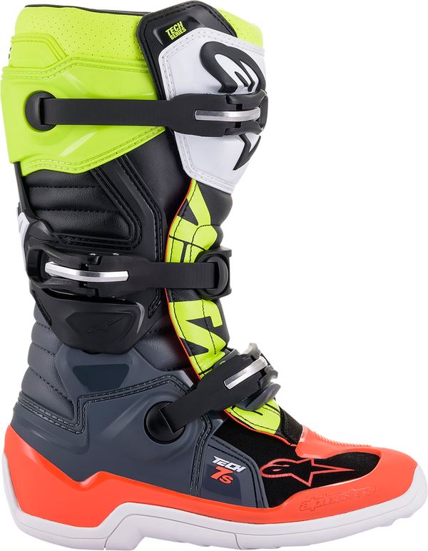 Alpinestars Youth Tech 7s Boots Red Yellow Green