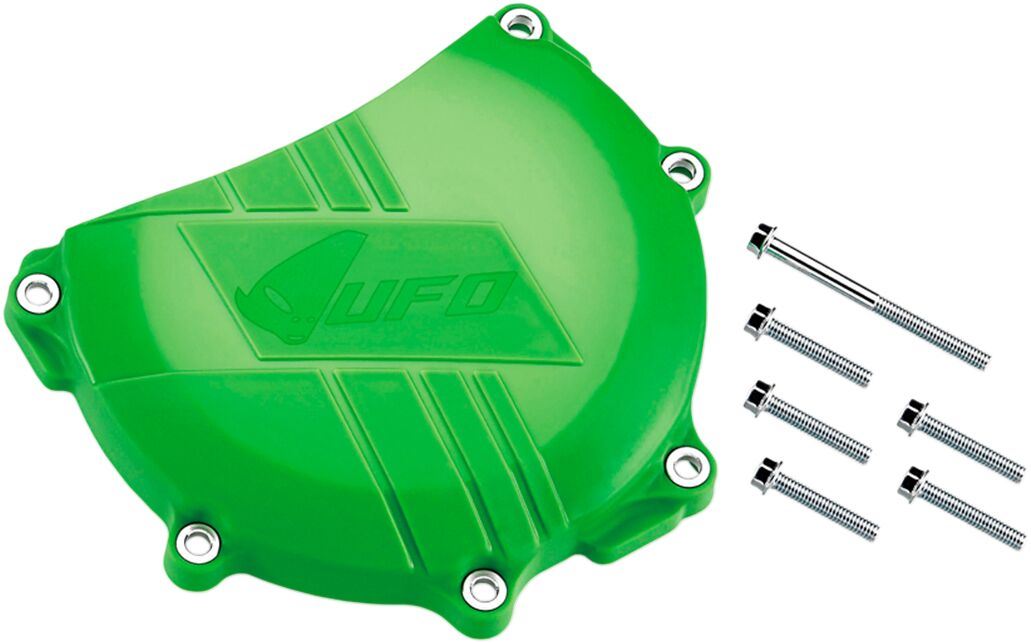 UFO CLUTCH COVER W/MOUNTING KIT KAWASAKI KXF450 GREEN AC02405