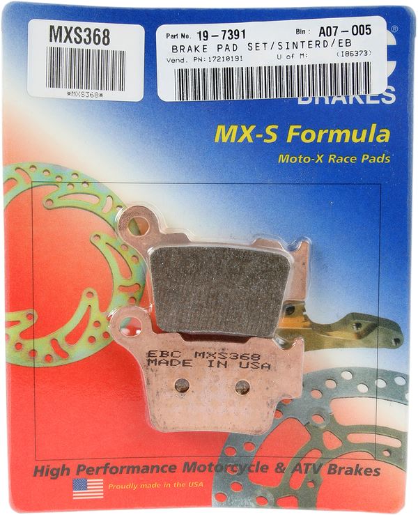 Ebc Racing Sintered "MXS" Brake Pads For Husqvarna FC 350 2004-2027 MXS368