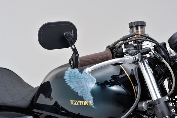 Daytona Bar End Mirror Black Aluminum Side View Short Stem 30mm Clamp 80800