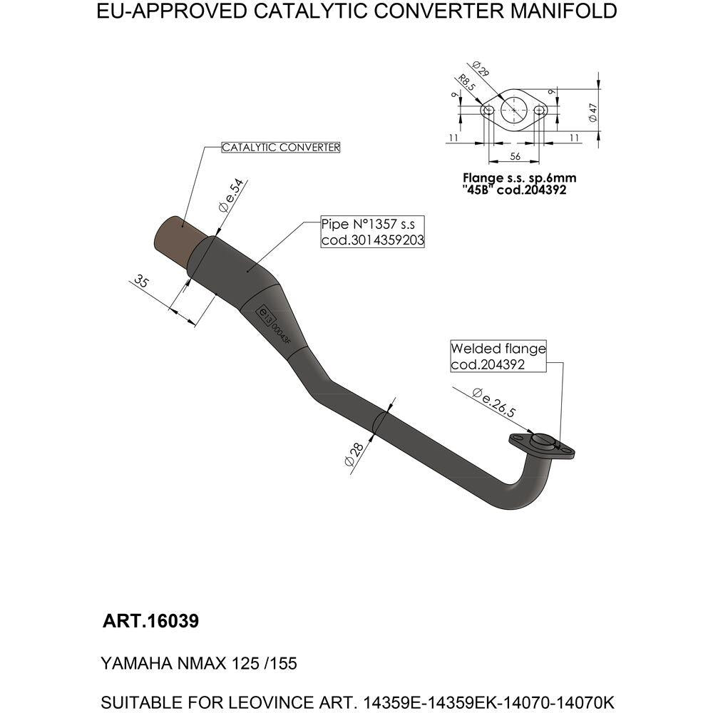 Leovince Catalytic Converter For Yamaha GPD 125 2016-2020 Stainless Steel 16039