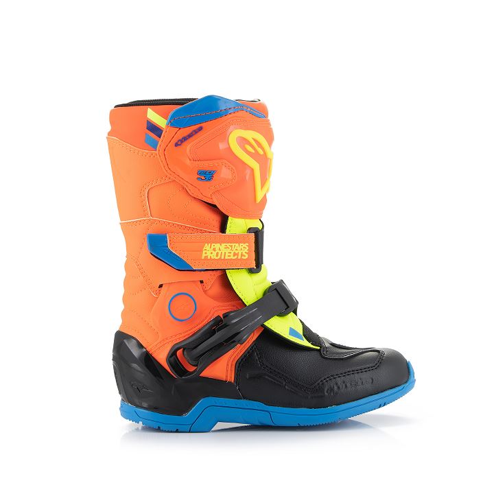 Alpinestars Kids Tech 3s Boots Orange Yellow Blue