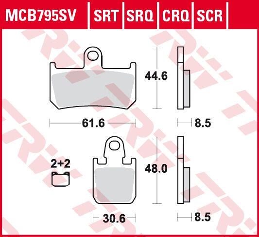 Trw SRT Series Sindered Front Brake Pads For Yamaha VMX 1700 2007-2016 MCB795SRT