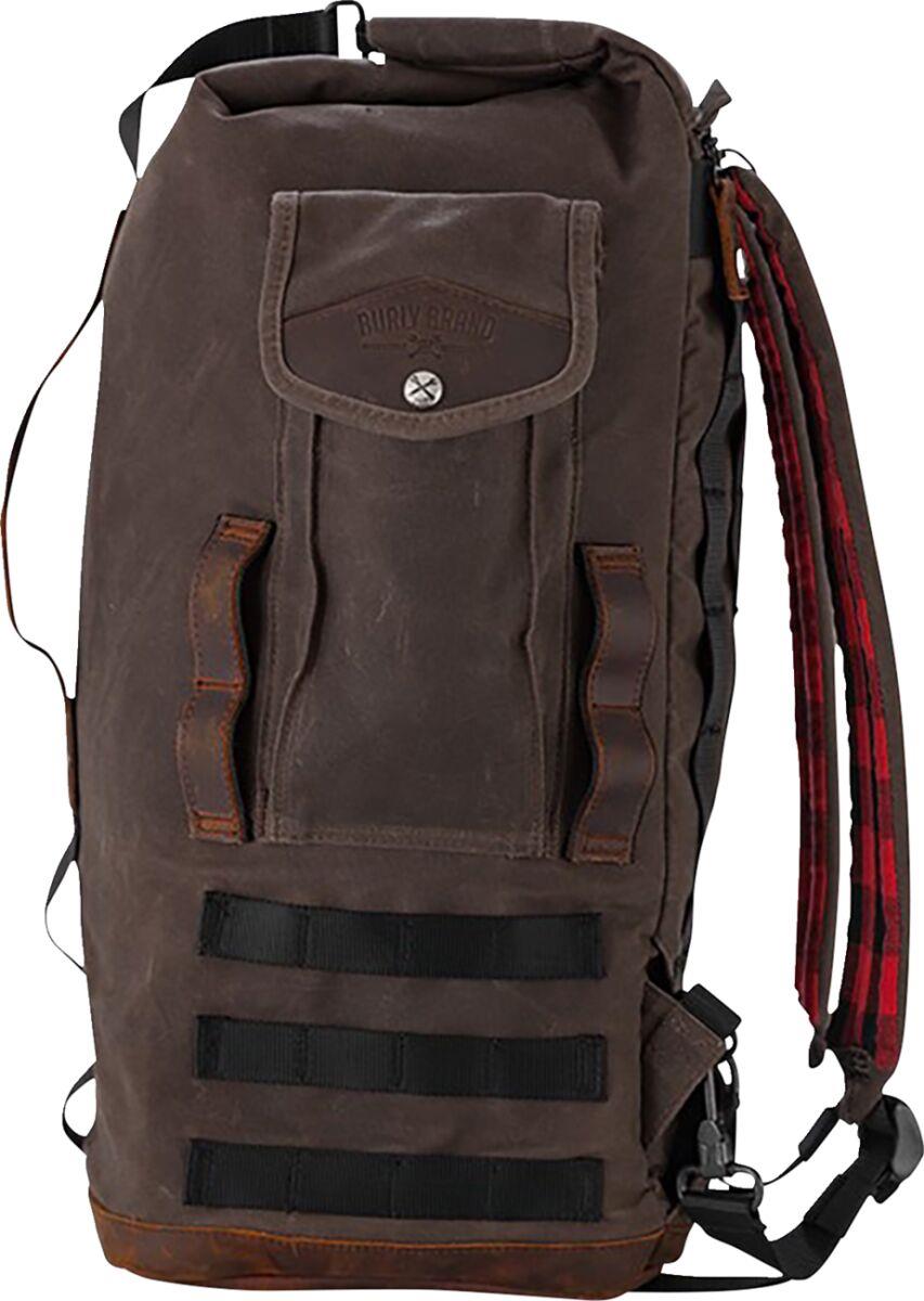 Burly Brand Voyager Sissy Bar Backpack In Stock Leather Cotton Canvas B15-1013D