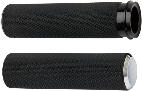 Arlen Ness Knurled Grips Black Chrome For Harley Davidson XL 883 N 76-22 07-324