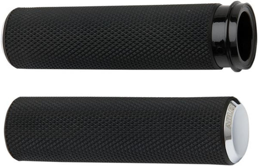Arlen Ness Knurled Grips Black Chrome For Harley Davidson XL 883 N 76-22 07-324