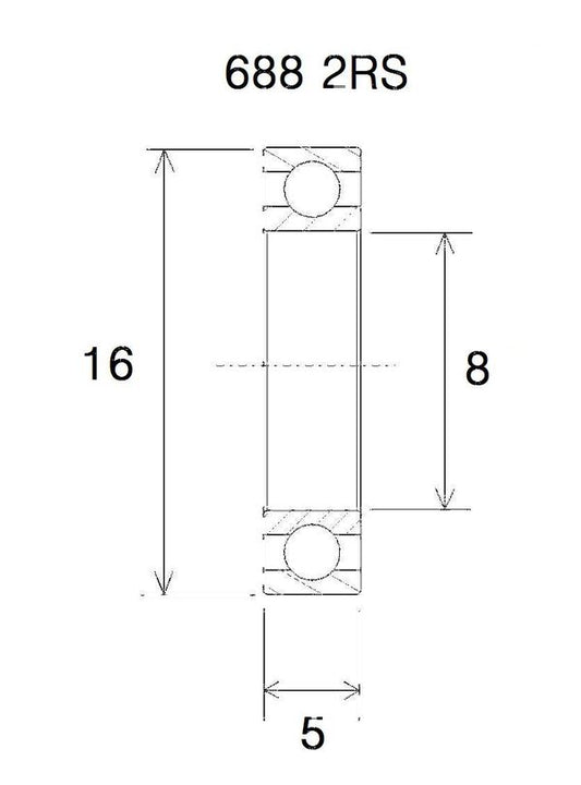 BLACK BEARING Bearing B5 8X16X5MM UB-688-B5