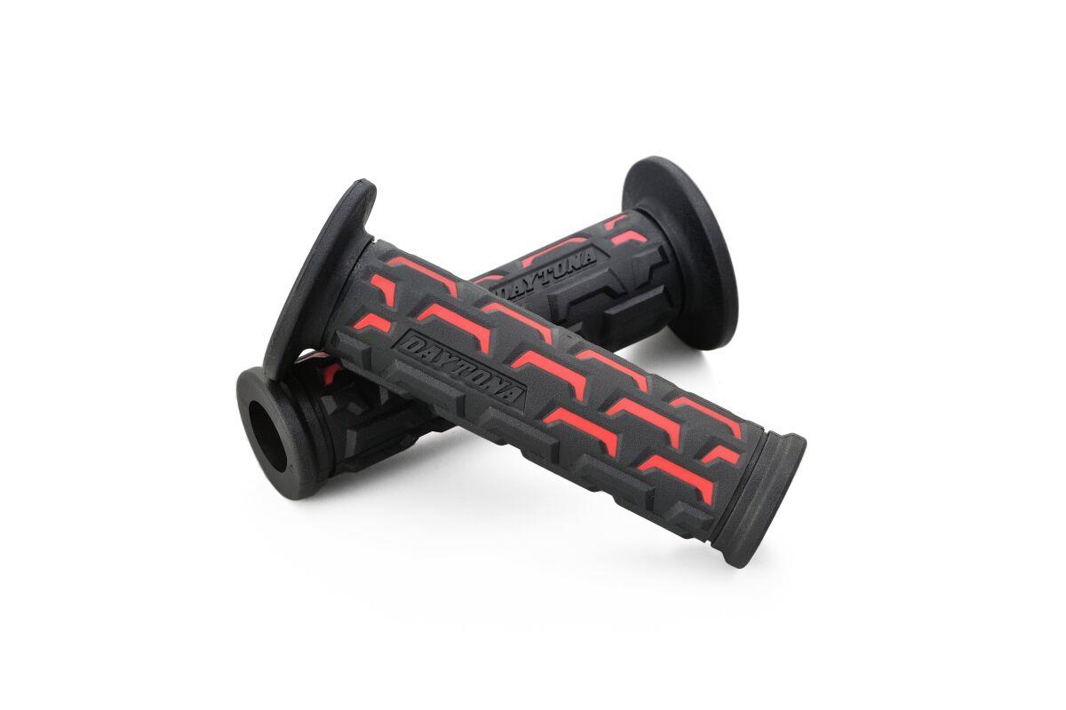Daytona Grippy Grip GGD-Ground Grips 22.2mm Open End Black Red Pair 25172
