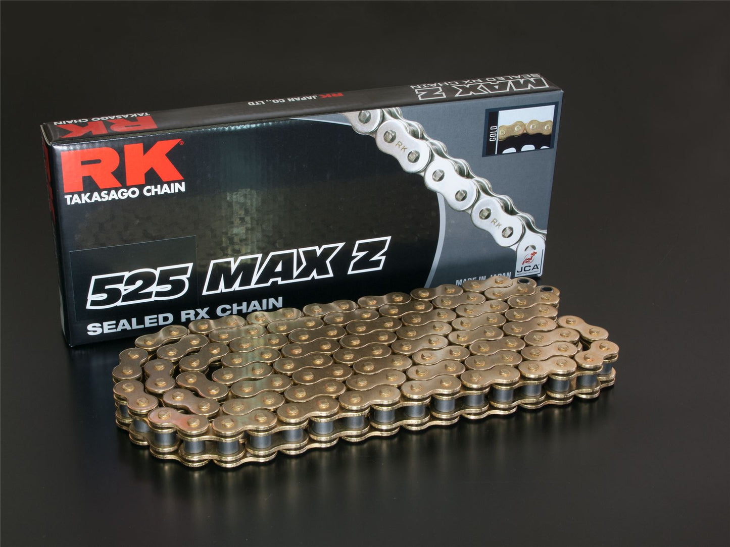 RK Motorcycle Drive Chain 525 MAX Z 104L XRING Black, Gold 525MAXZ/GG104CLF