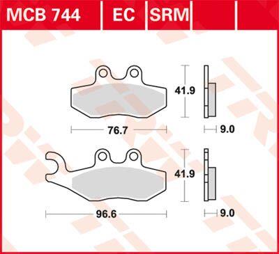 Trw SRM Series Sindered Scooter Brake Pads For Piaggio FLY 50 2T 99-20 MCB744SRM