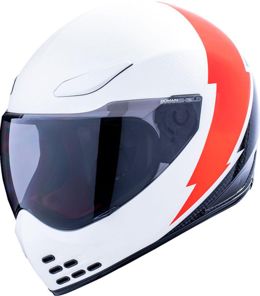 ICON Domain™ White, Red Motorcycle Helmet