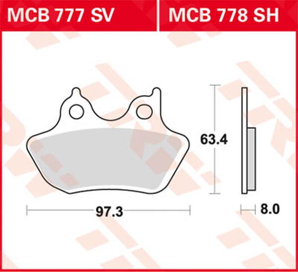 Trw SV Series Sindered Brake Pads For Harley FLHRSE4 1800 2000-2008 MCB777SV