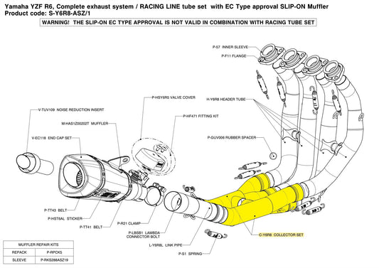 Akrapovic Mid, Link & Y Pipe SS For Yamaha YZF-R6 09 C-Y6R8