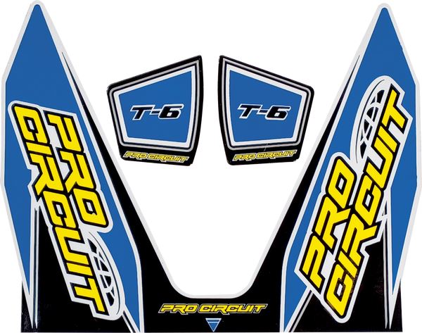 Pro Circuit T-6 Exhaust Decals Black Blue White Yellow Vinyl Pair DC22T6-LB