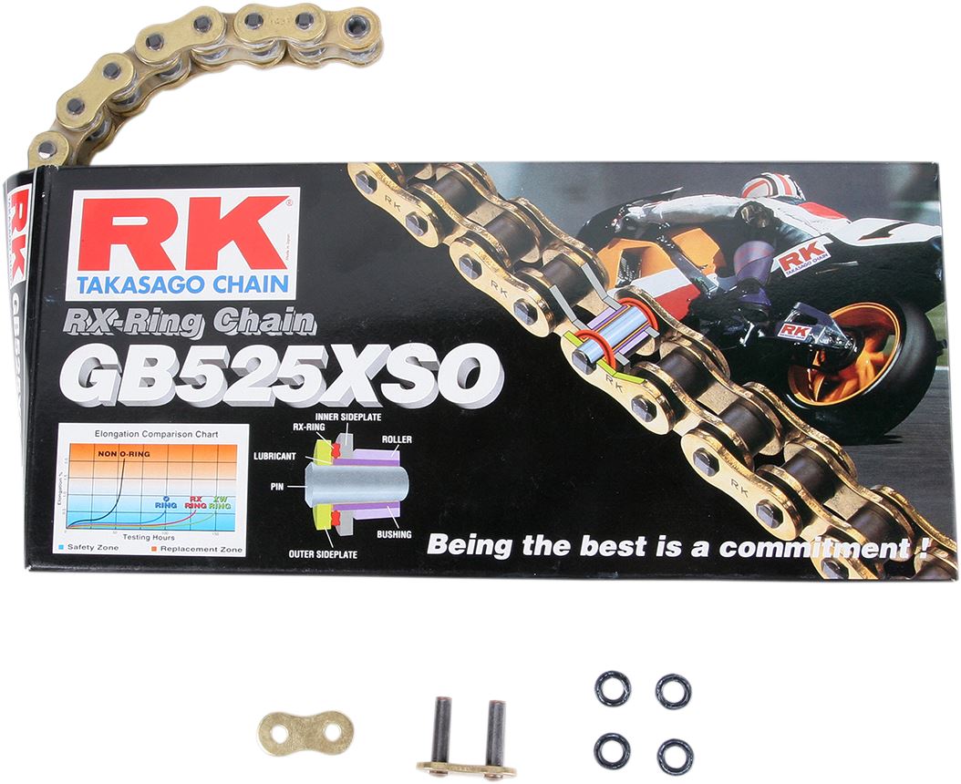 RK Motorcycle Drive Chain 525 XSO 108L RXRING Gold GB525XSO108CLF