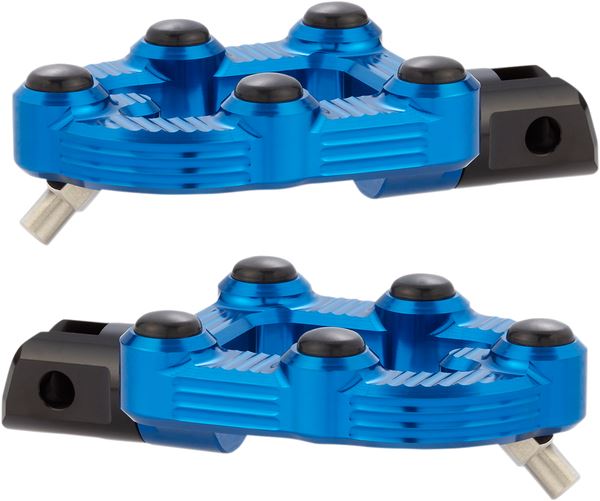 Arlen Ness MX Footpegs Driver Blue Billet Aluminum Rubber Pair 07-903