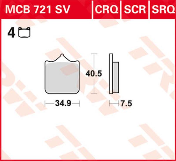 Trw CRQ Series Carbon Race Brake Pads For Benelli TRK 702 2000-2026 MCB721CRQ