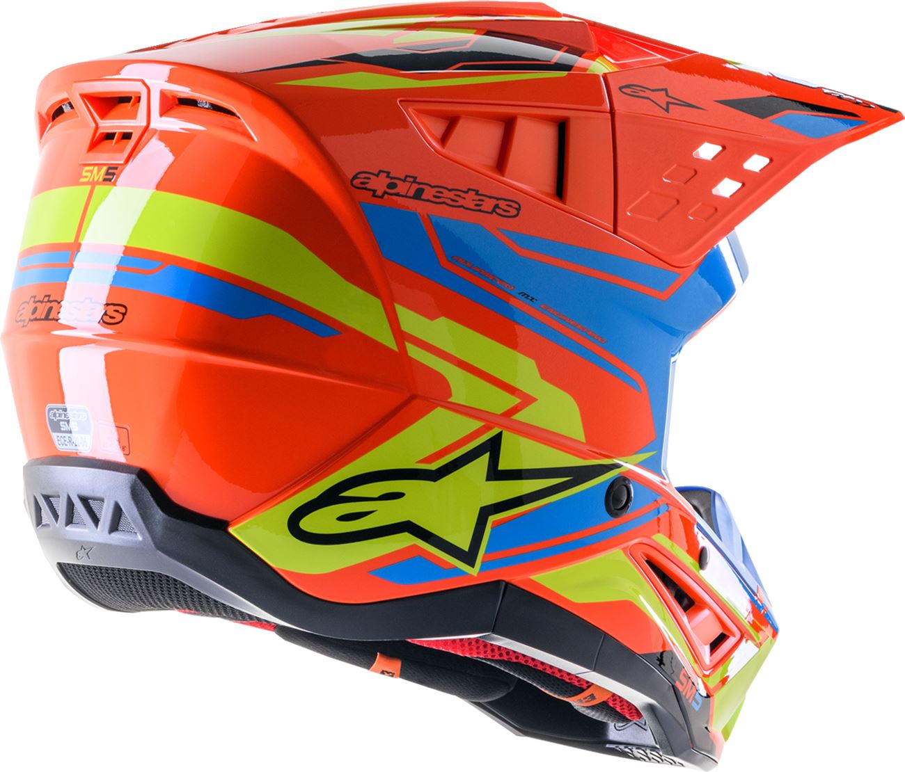 Alpinestars Supertech SM5 Action Orange &  Yellow & Blue Act2 Mx Helmet