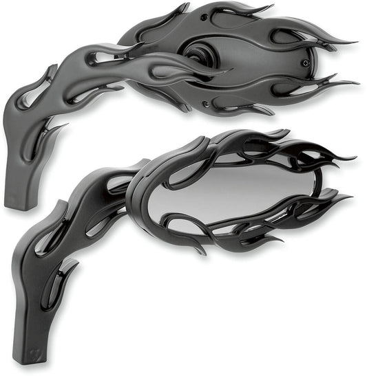 Arlen Ness Micro-Mirror Convex Oval Rear View Adjustable Black 44mm 13-087