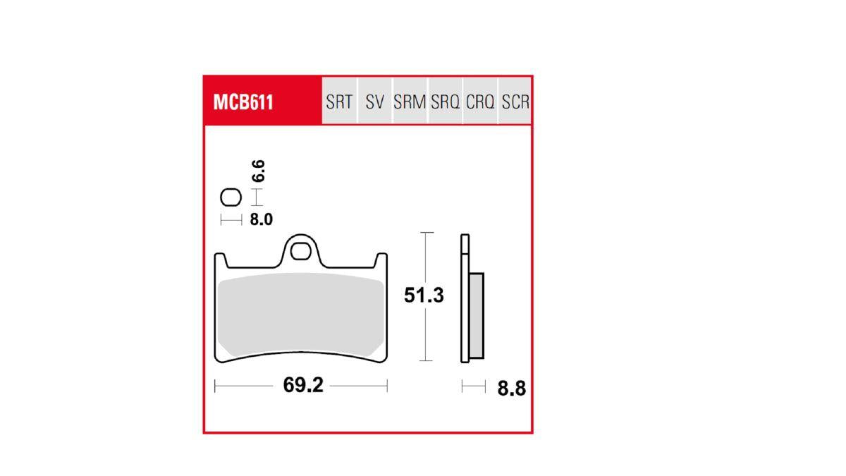 Trw TRQ Brake Pad Sintered Race For Yamaha MT-10 1989-2026 MCB611TRQ