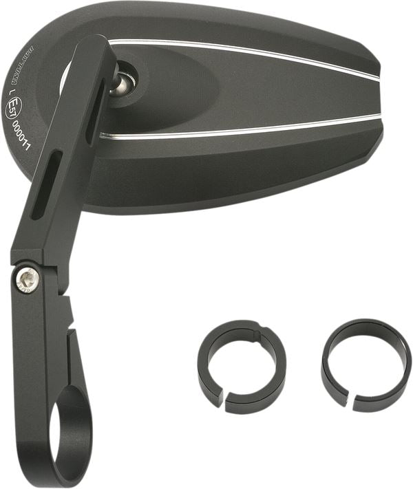 Daytona Bar End Mirror Black Aluminum Side View D-MIRROR-6 Long 89723