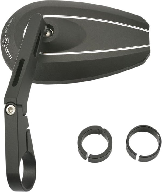 Daytona Bar End Mirror Black Aluminum Side View D-MIRROR-6 Long 89723