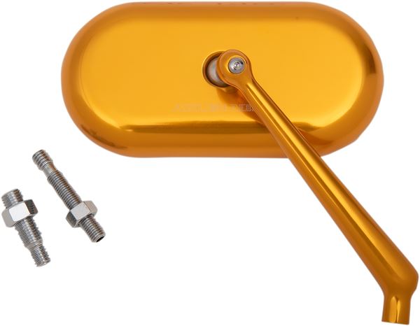 Arlen Ness Forged Oval Mirror Gold Anodized Aluminum Screw-In Side View 13-178