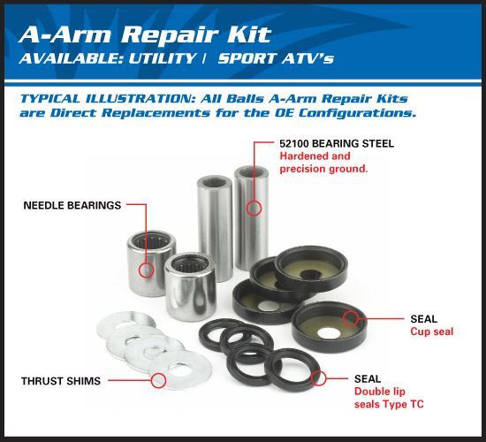Suzuki LT-500R 87-90 Front A-Arm Bearing & Seal Kit
