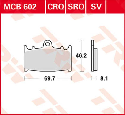 Trw SV Series Sindered Brake Pads For Suzuki GSF 1250 S 1988-2020 MCB602SV