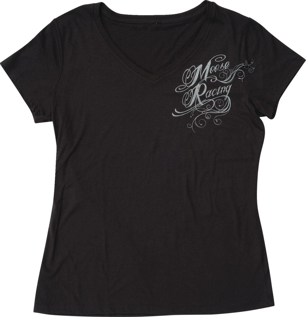 Moose Racing T-Shirt Womens Flourish Script Black