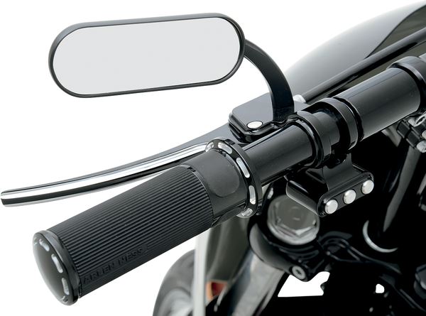Arlen Ness Micro-Mirror Black Powder-Coated Screw-In Convex Oval Left 13-412