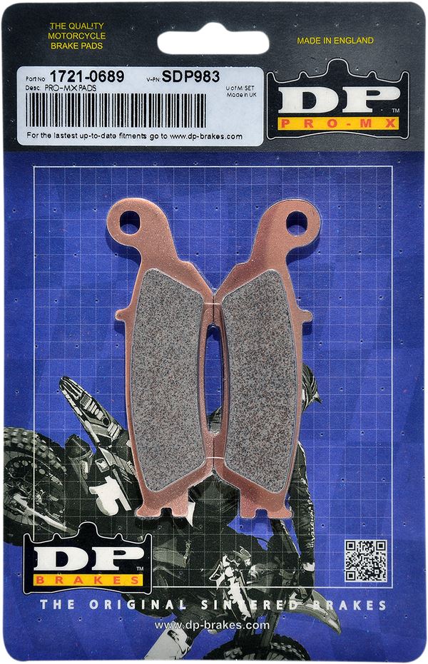 Dp Brakes SDP Pro-MX Sintered Brake Pads For Yamaha YZ 250 FX 2007-2025 SDP983