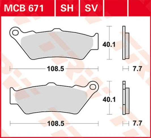 Trw SH Series Sindered Rear Brake Pads For BMW R 1250 GS 1999-2024 MCB671SH