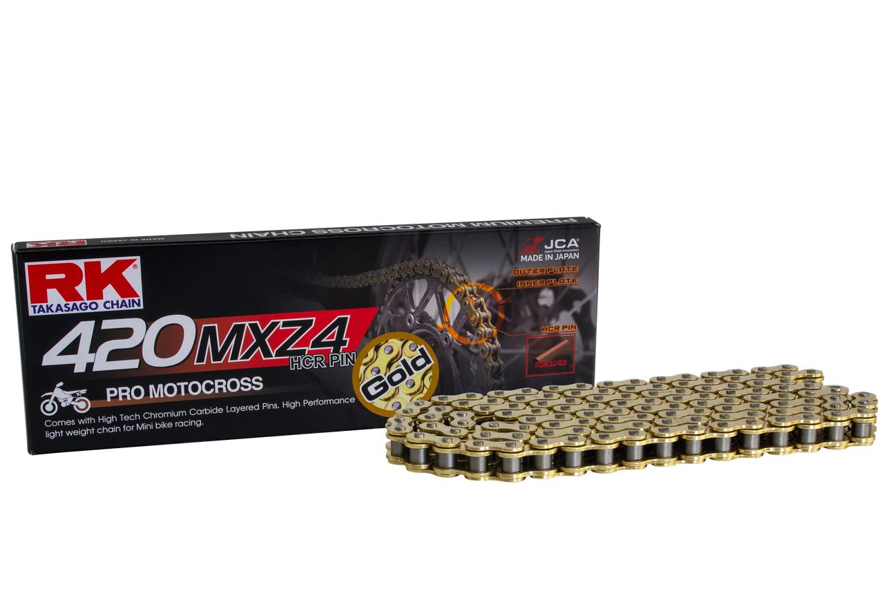 RK Motorcycle Drive Chain 420 MXZ4 128L NONSEAL Black, Gold