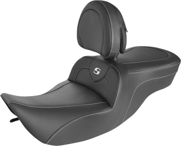 SADDLEMEN Roadsofa™ One-Piece Seat Black Includes Backrest 897-06-185BR