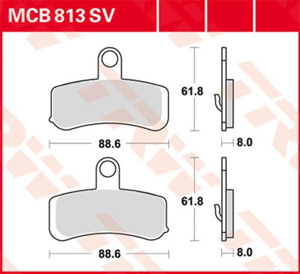 Trw SV Series Sindered Brake Pads For Harley FXDB 1690 2008-2017 MCB813SV