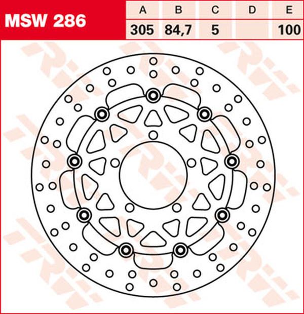 Trw Round Floating Brake Rotor For Triumph Tiger 800 XCA 2011-2020 Silver MSW286