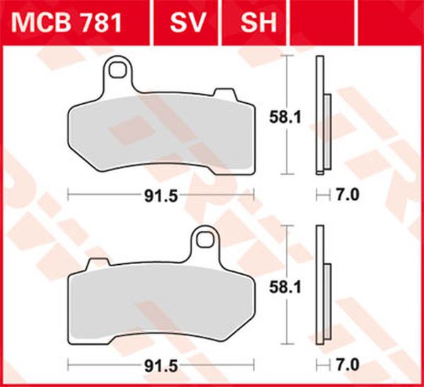 Trw SV Series Sindered Brake Pads For Harley FLHX 1750 2006-2023 MCB781SV