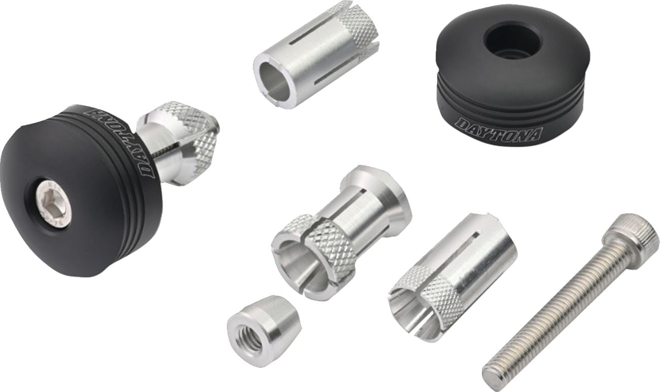 Daytona RING Handlebar Ends CNC Black Aluminum Pair 14-19mm Fitment 81228