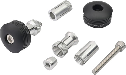 Daytona RING Handlebar Ends CNC Black Aluminum Pair 14-19mm Fitment 81228