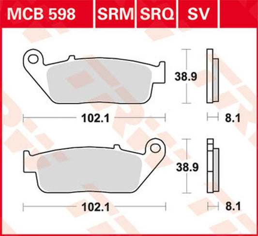 Trw SV Series Sindered Brake Pads For Honda NC 700 X 1988-2026 MCB598SV