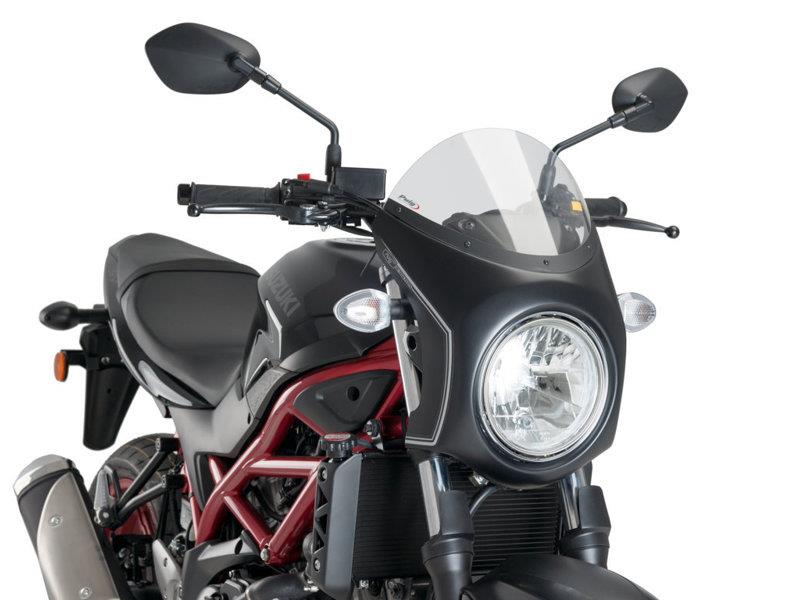 PUIG Retro Black Semi Fairing And Screen 195mm Clear for Suzuki SV 650 16-25 3169W