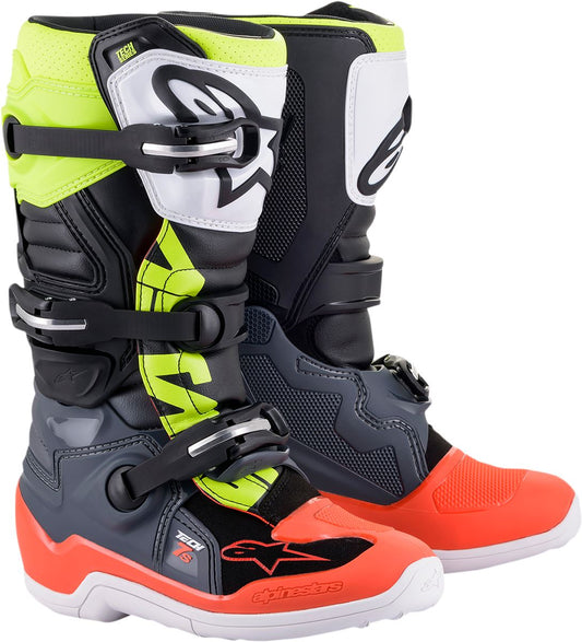 Alpinestars Youth Tech 7s Boots Red Yellow Green